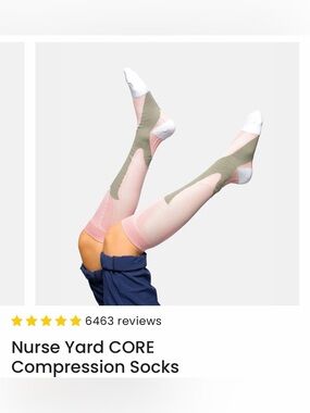 Nurse Yard CORE Compression Crew Socks - Pink & Grey L/XL (2 Pairs!)